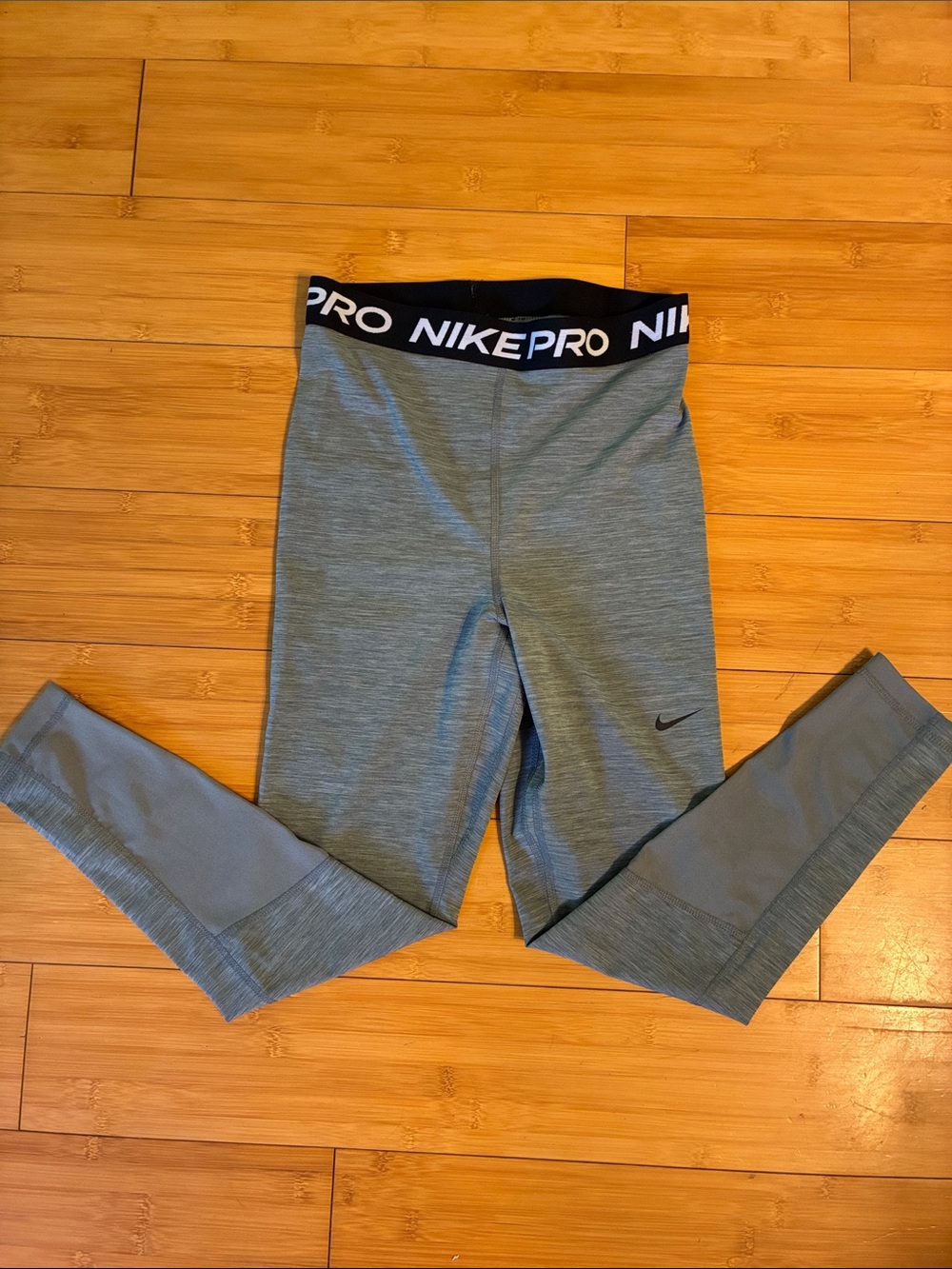 Nike Gray Pro Training Leggings with Black Waistband